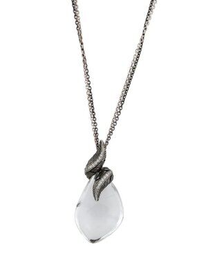 MICHAEL ARAM STERLING SILVER 925 QUARTZ & DIAMOND FEATHER PENDANT NECKLACE